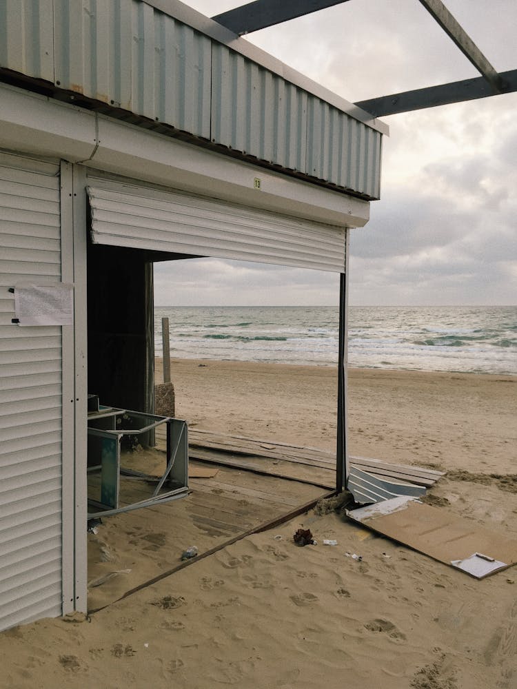 Shop With Roll Up Doors Near The Seashore