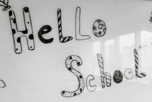 Hello School Greeting on a White Board