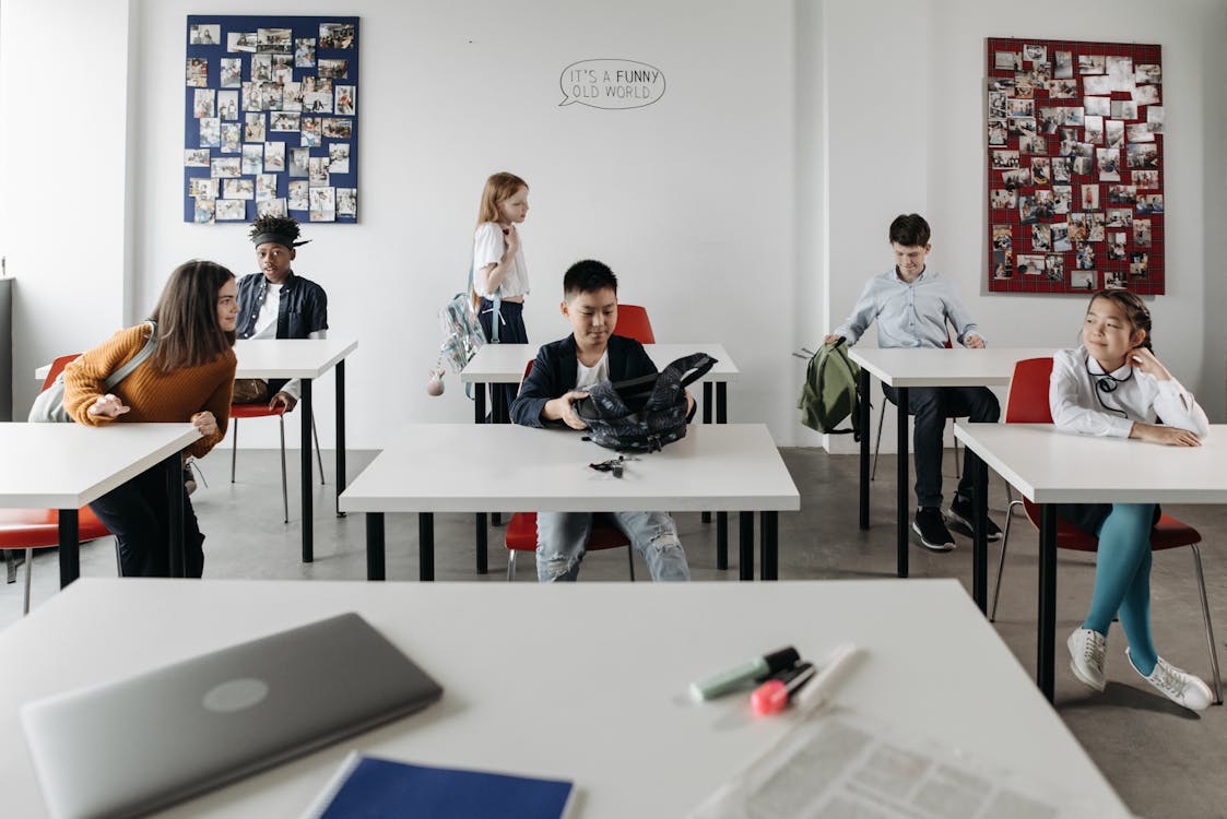 Free Students Inside their Classroom Stock Photo