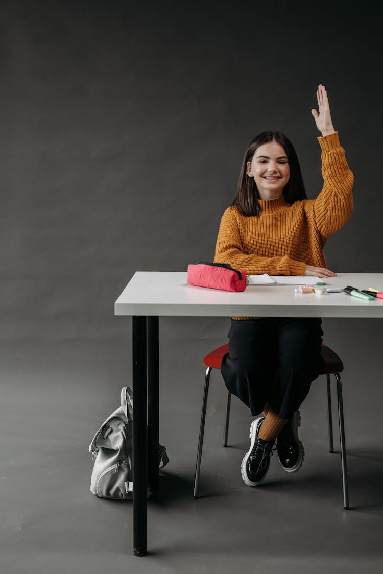 Student Raising Her Hand