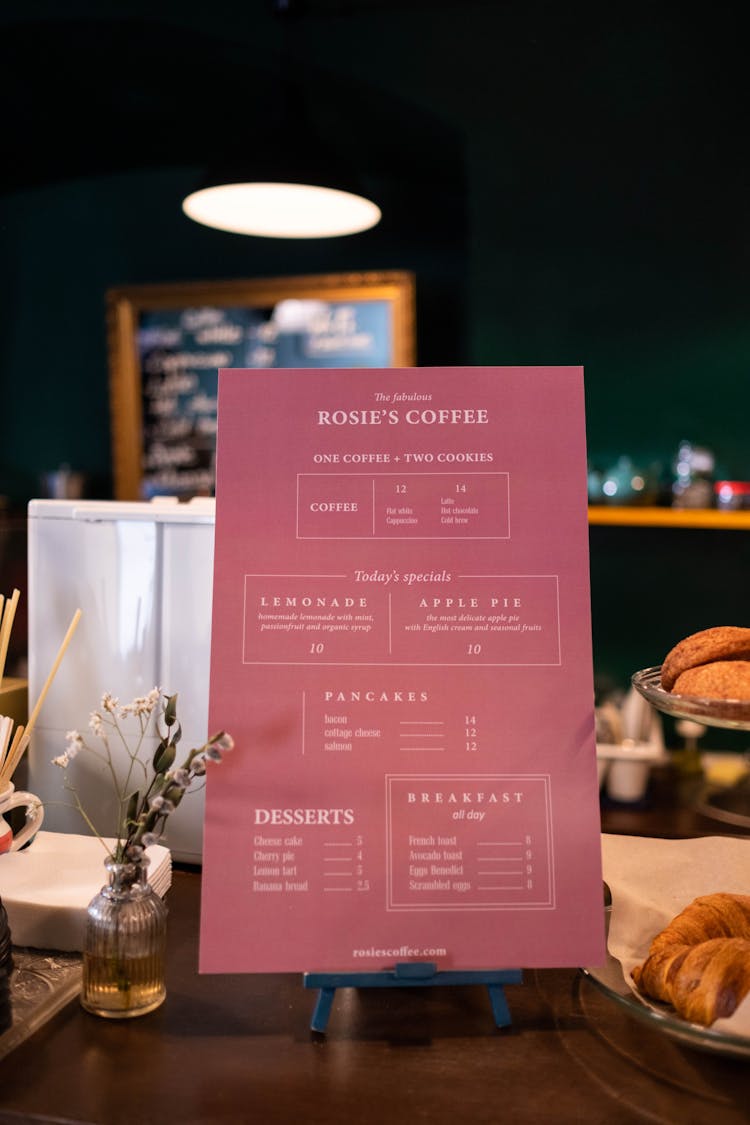 A Menu At A Coffee Shop