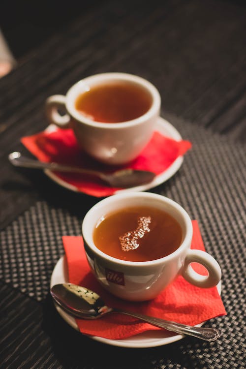 Free Cup Tea With Saucer and Teaspoon Stock Photo