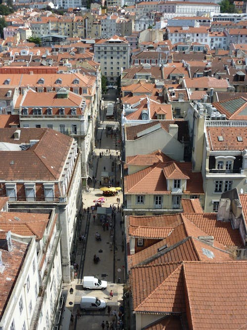 Aerial View of Lisbon Old Town, Portugal 