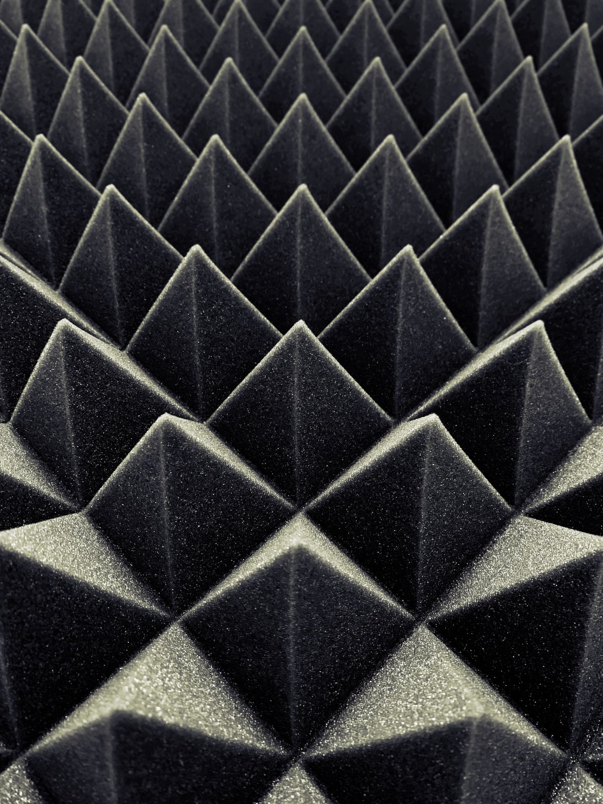 Wedge-shaped acoustic absorption foam in close-up