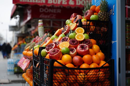 Assorted Fruits on Black Basket