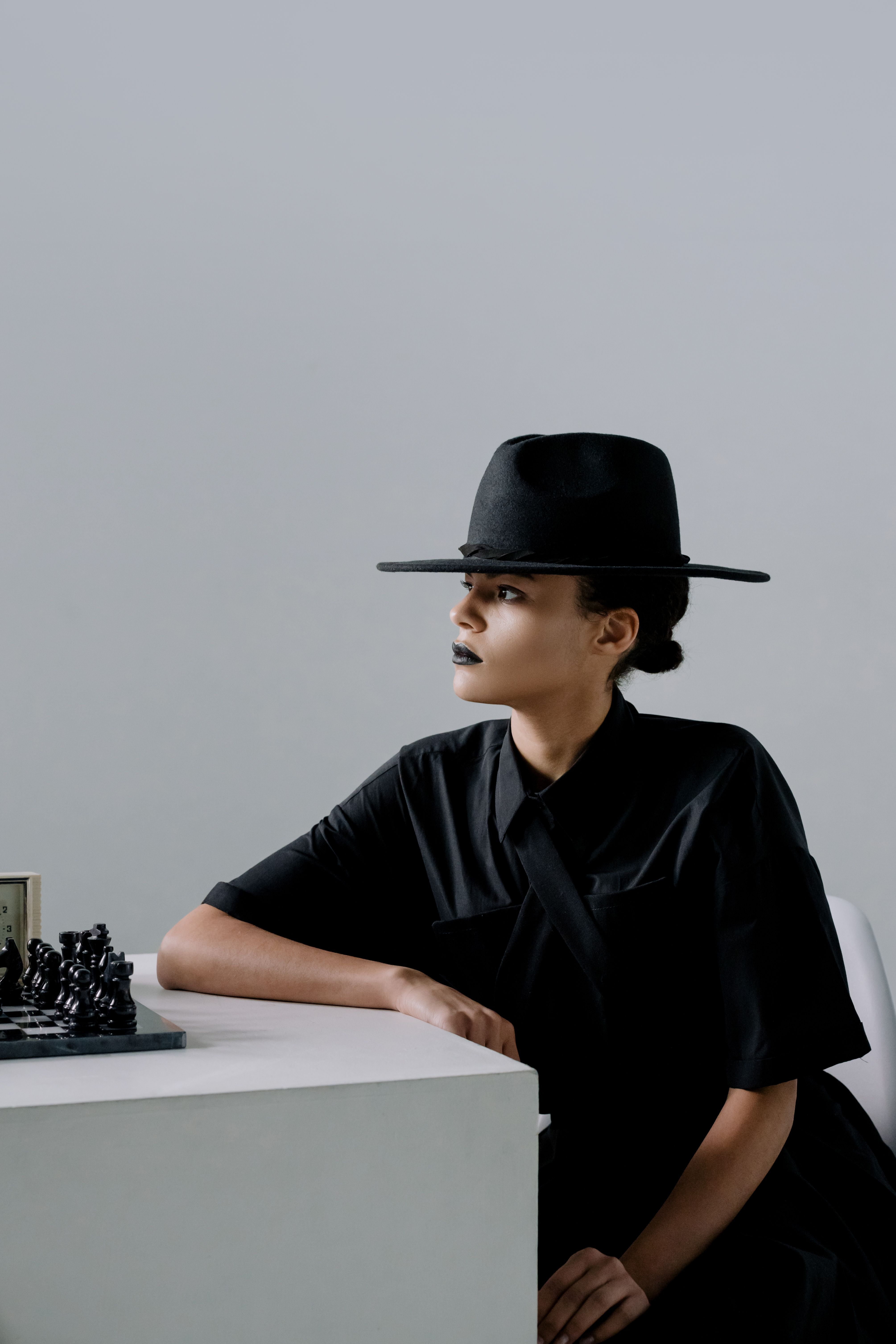 Woman in Black Hat and Black Dress · Free Stock Photo