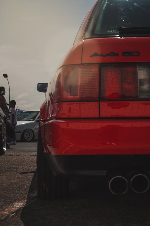 Red Audi 50 Car Closeup Photography