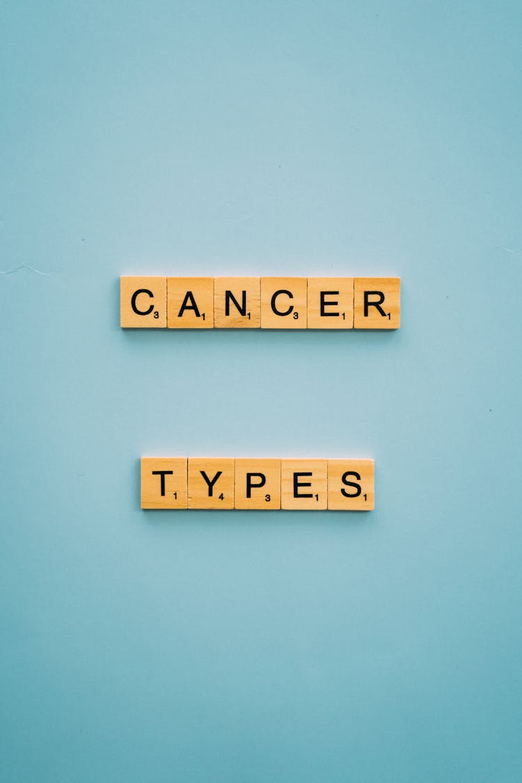 Cancer Types Spelled Withy Scrabble Tiles