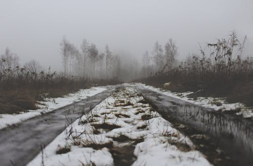 Free Фото дороги со снегом под низким углом Stock Photo