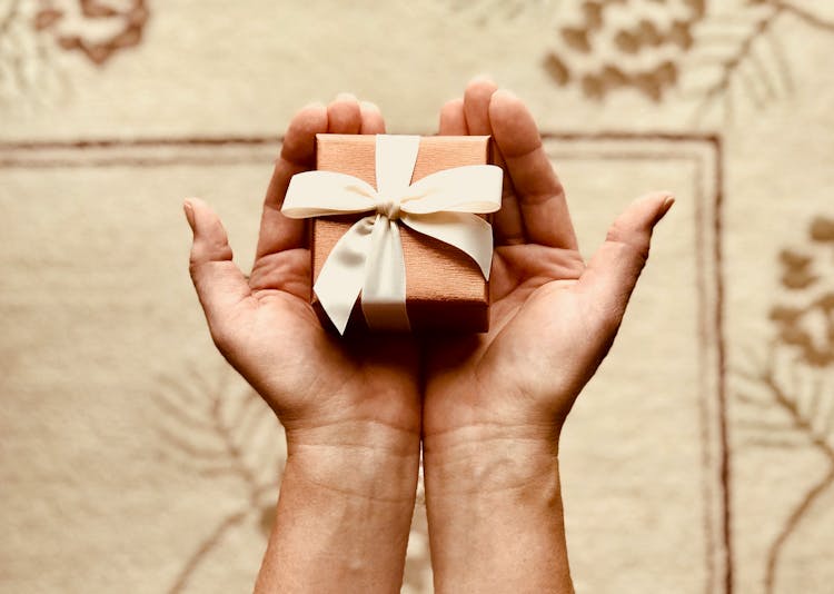 Person's Holds Brown Gift Box