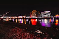 都柏林城市夜景在河中的倒影令人惊叹