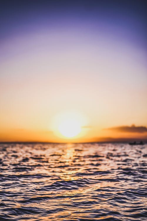 Rough Sea Surface and Sun at Sunset