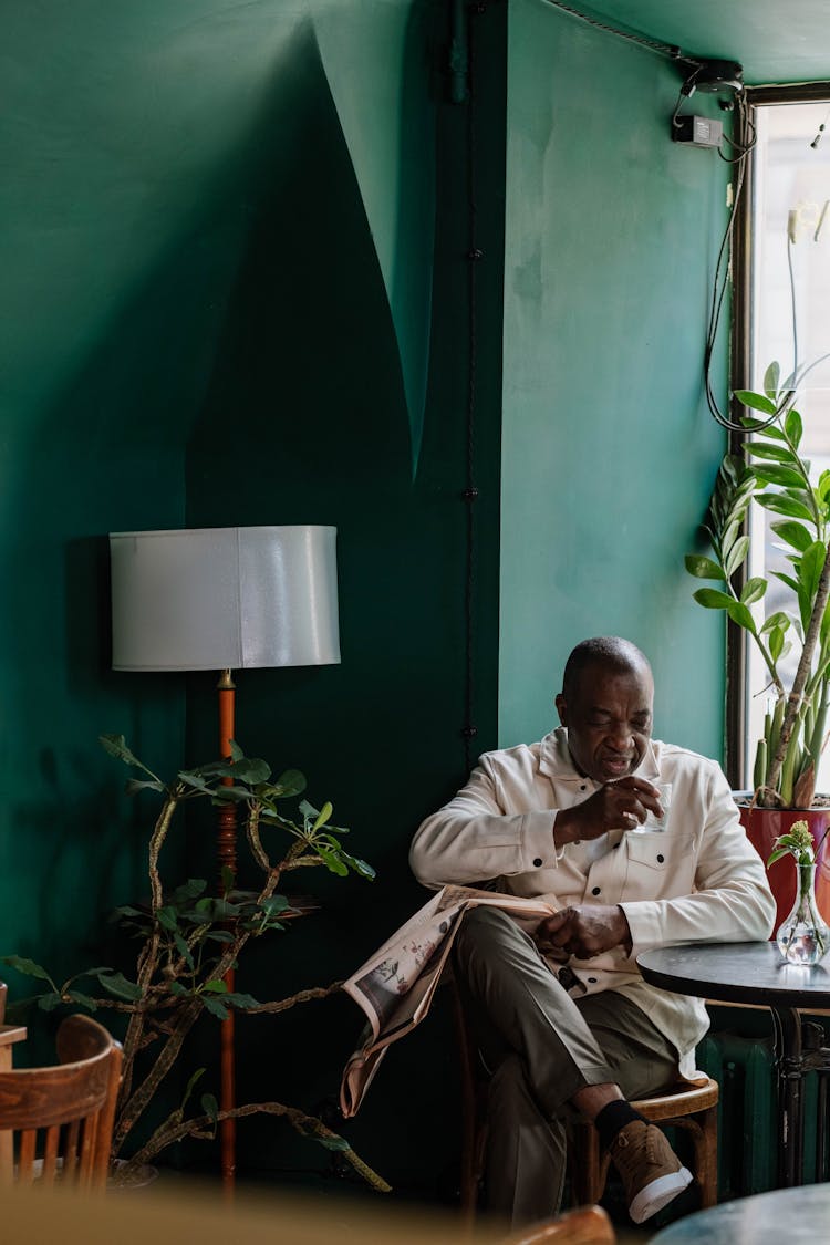 Elderly Man Drinking Water 