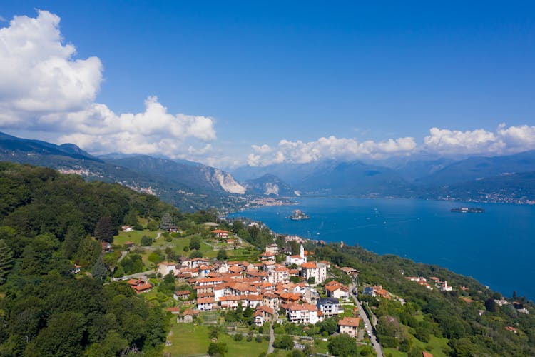 Aerial View Of Village On The Mountain