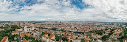 Panoramic View of Lyon France Skyline from Above