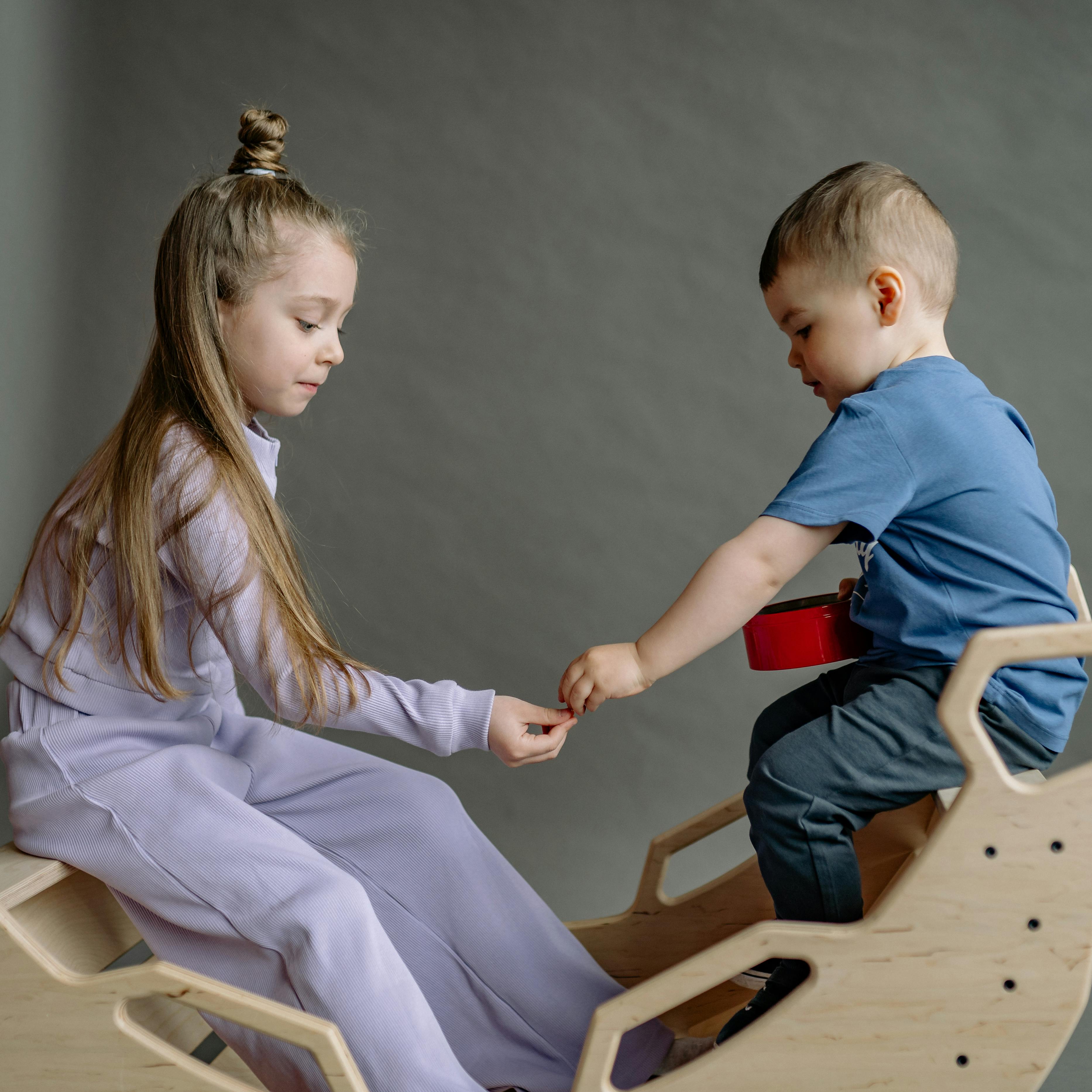 Brother and Sister Playing
