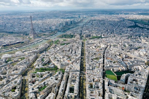 Ingyenes stockfotó drónfelvétel, Eiffel-torony, építészet témában