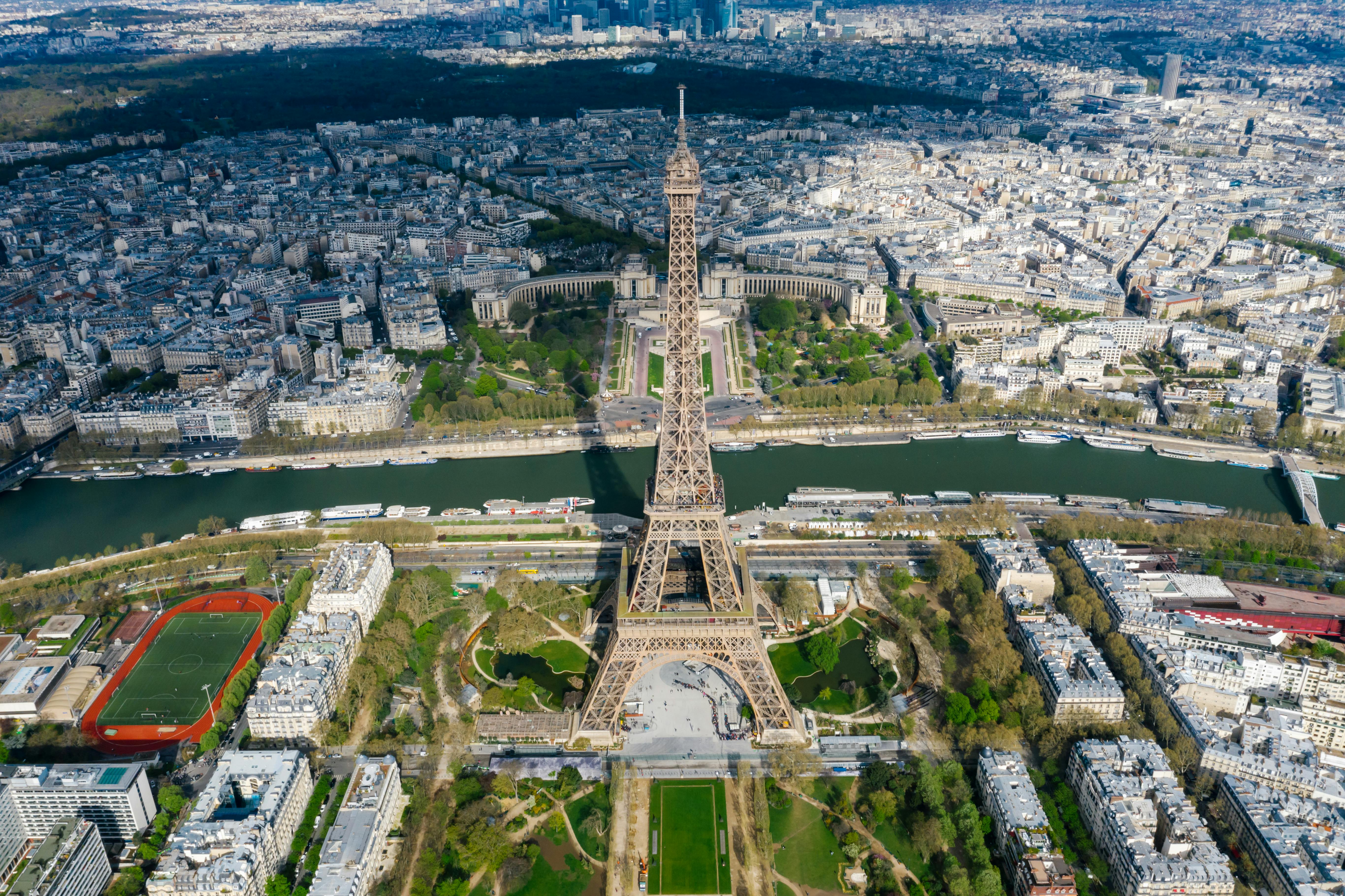 aerial view of eiffel tower