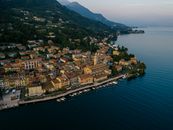 A breathtaking aerial shot of Salo along Lake Garda, showcasing the picturesque town and waterfront.