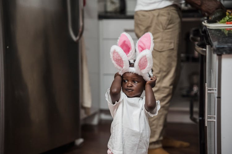 Little Girl Wearing Bunny Headbands