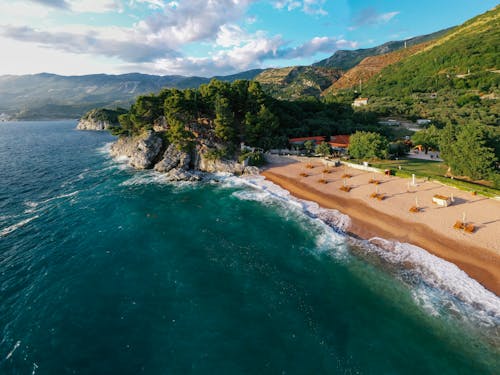 Foto d'estoc gratuïta de acomiadar-se, Costa, foto des d'un dron