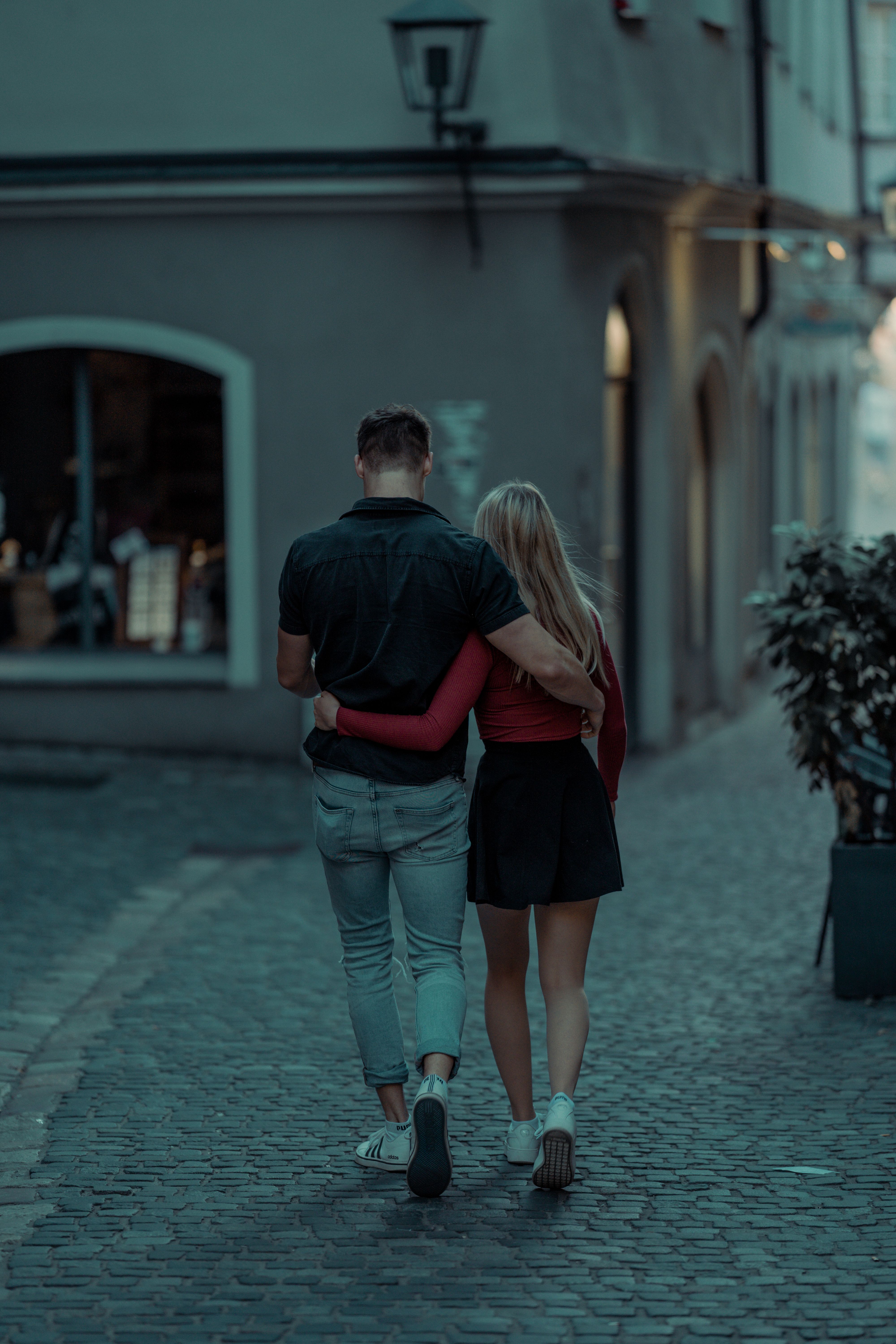 Couple Walking on Sidewalk · Free Stock Photo