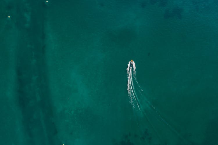 Birds Eye View Of A Boat In The Water