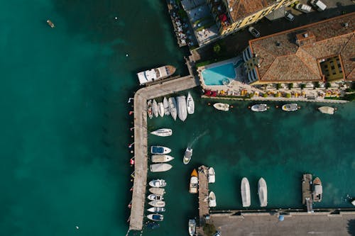 Aerial View of Boats Dock on the Port