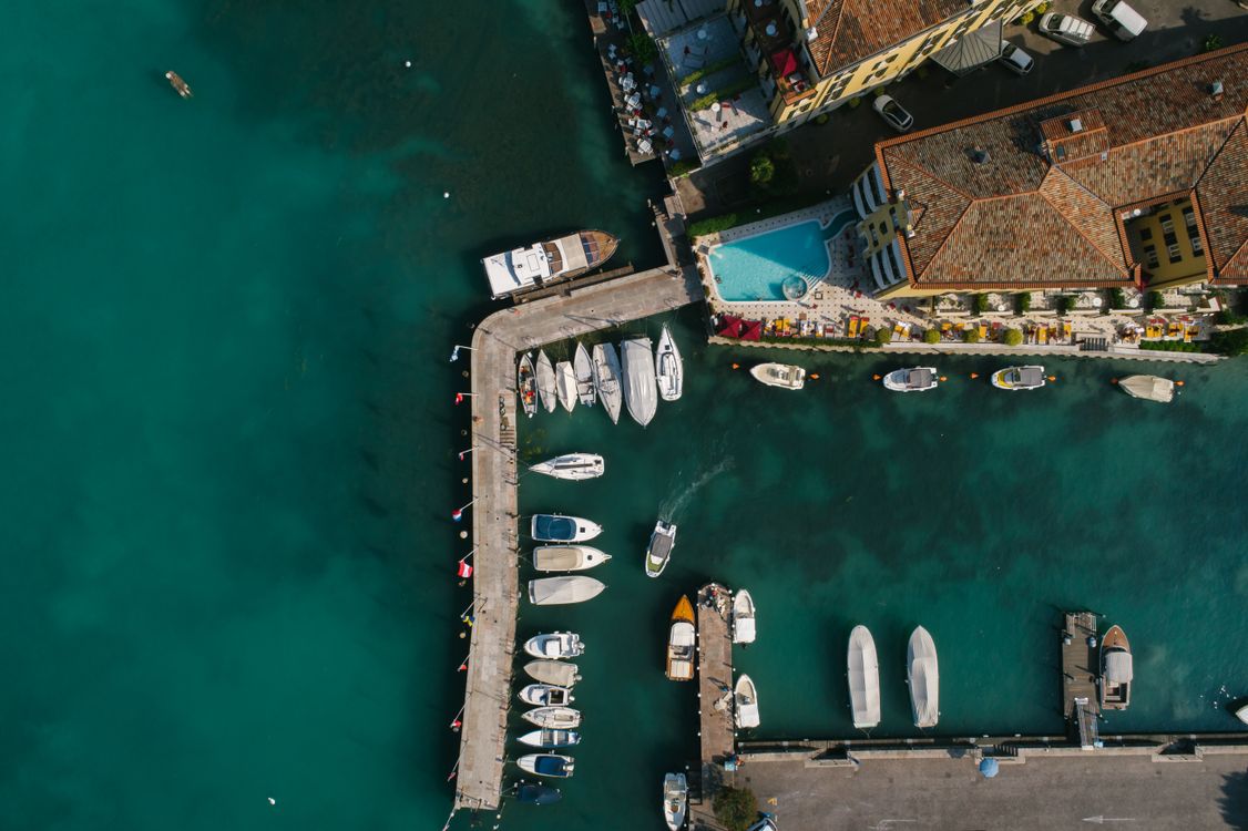Aerial View of Boats Dock on the Port · Free Stock Photo