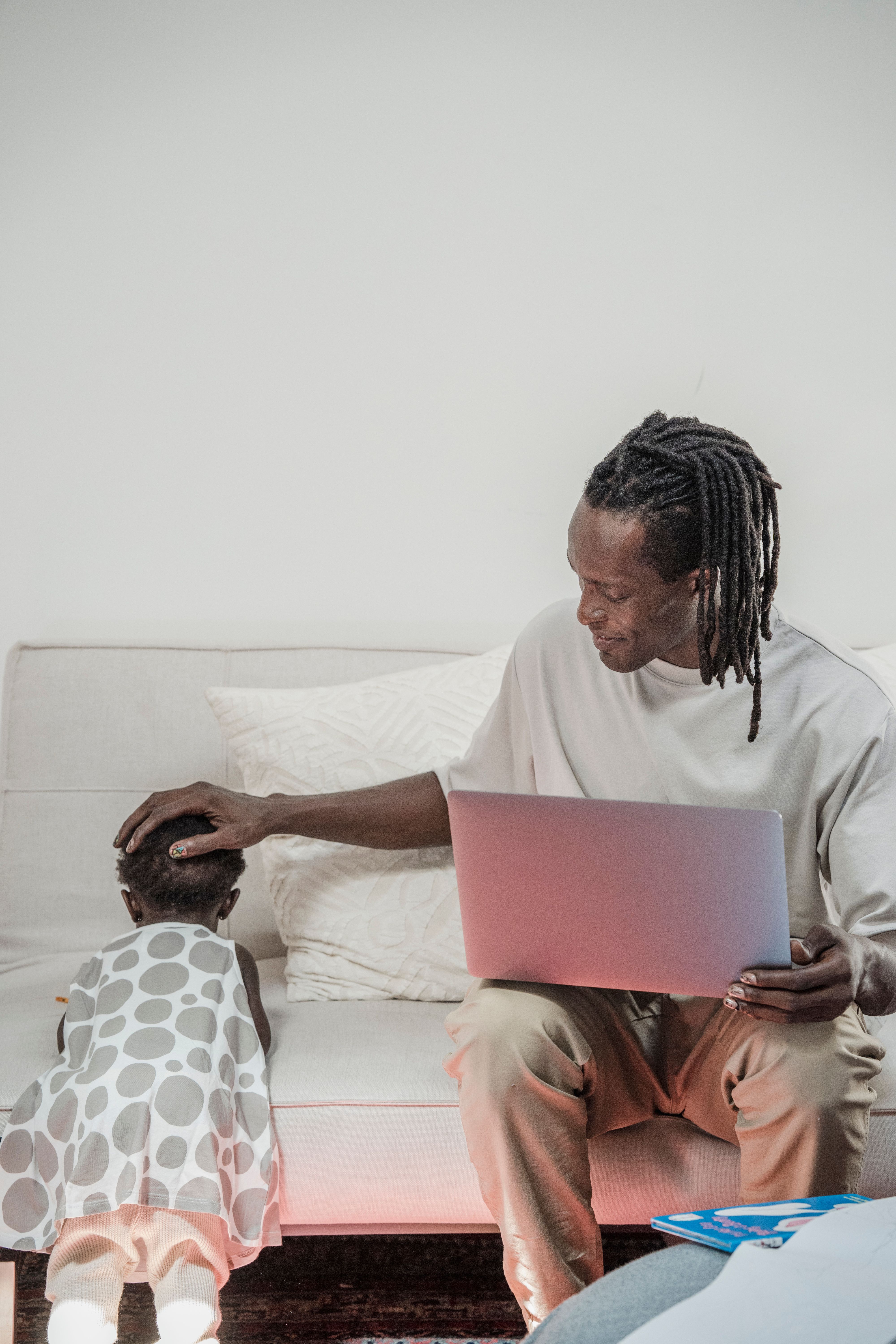 working parent with child