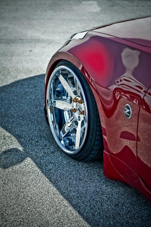 Photo of a Red Car's Wheel