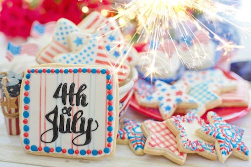 A Cookie with 4th of July Text