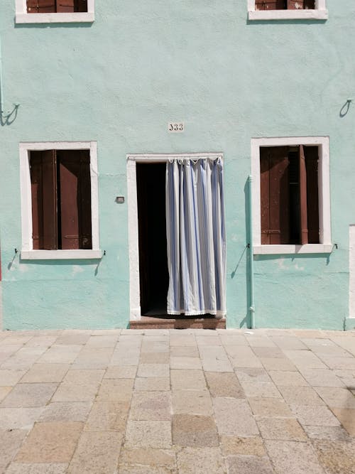 Free Door with a Curtain Stock Photo