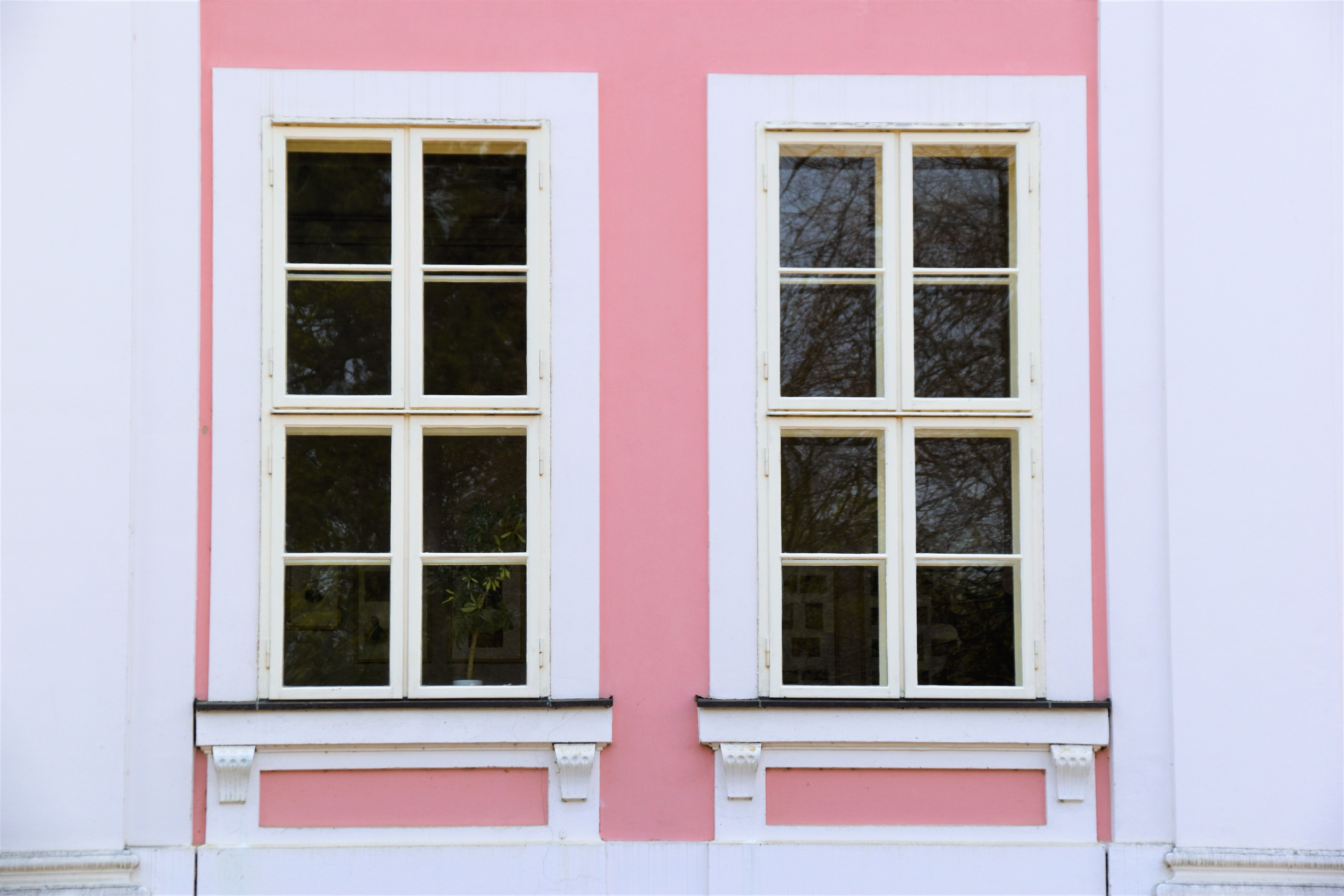 White framed glass window