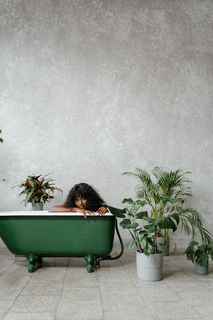Woman On Green Bathtub 