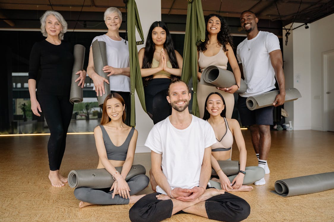Free Group of People at a Yoga Studio Stock Photo