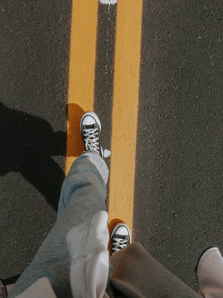 Overhead Shot Of A Person Walking