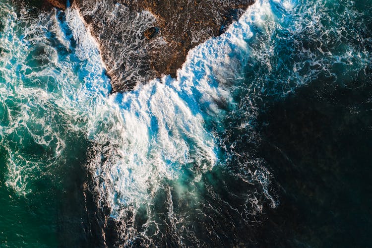 Ocean Waves Crashing On Coast