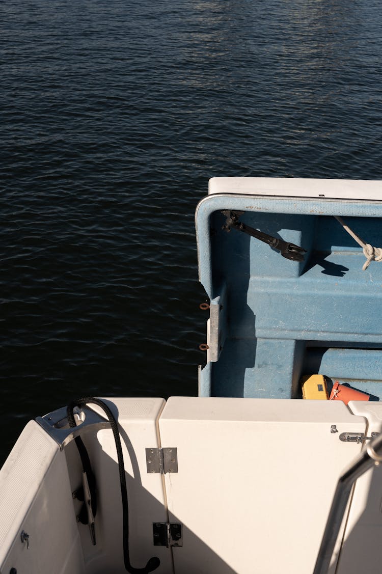 Close Up Of A Boat Deck And Sea In Background