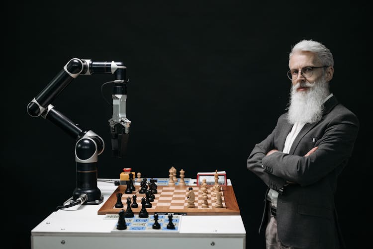 A Bearded Man Playing Chess