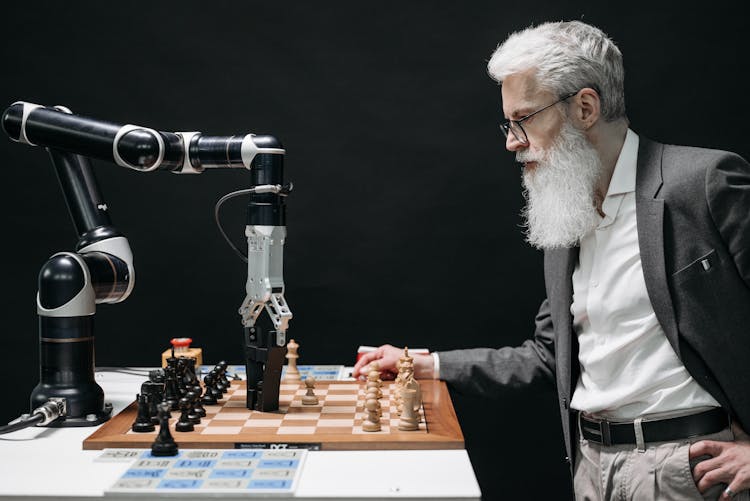 A Bearded Man Playing Chess