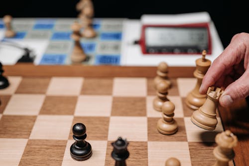 Close-up of Chess Pieces on a Chess Board