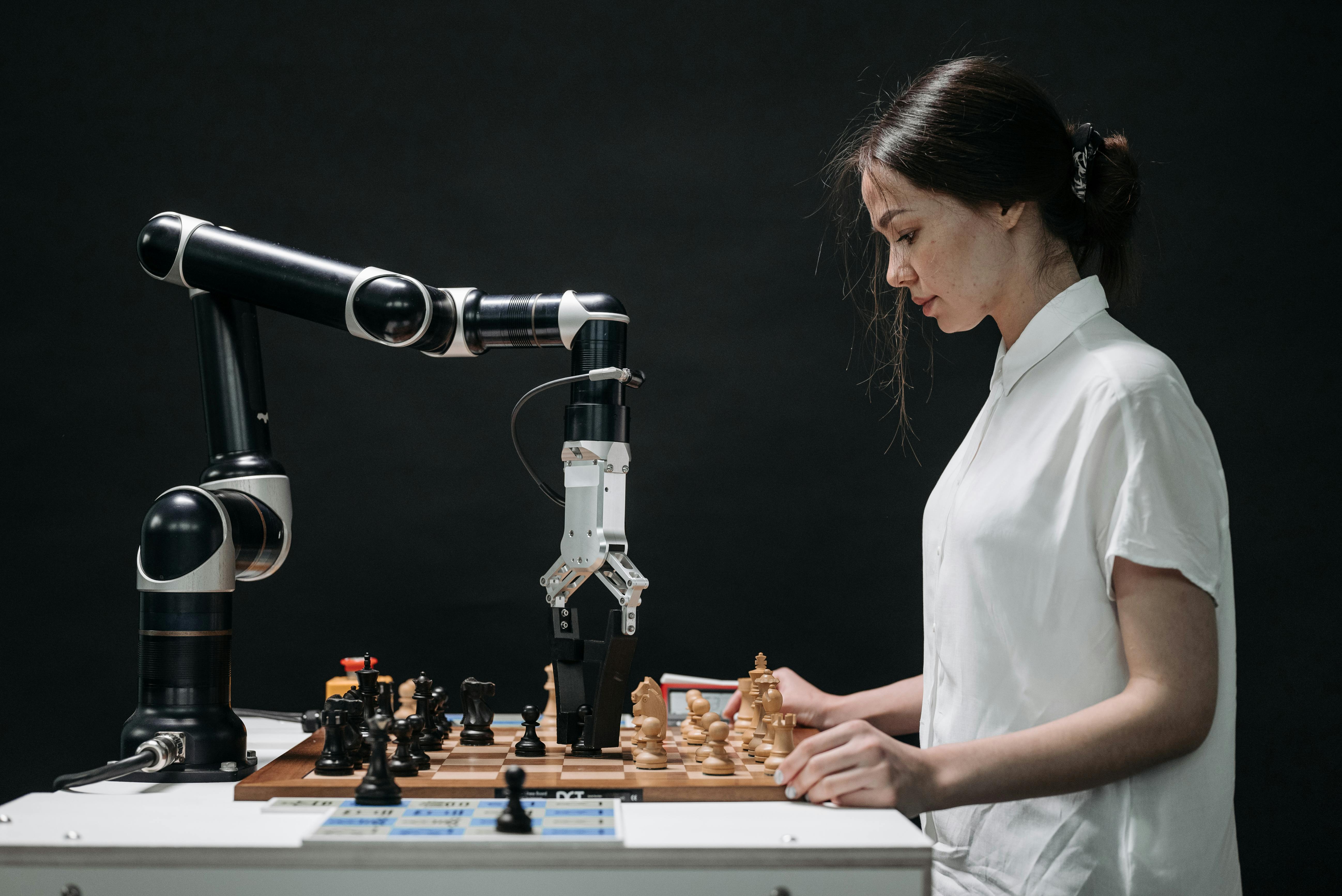 a woman playing chess