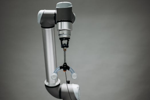 Close-up of an advanced robotic arm equipped with precision tools, showcasing technology and innovation.