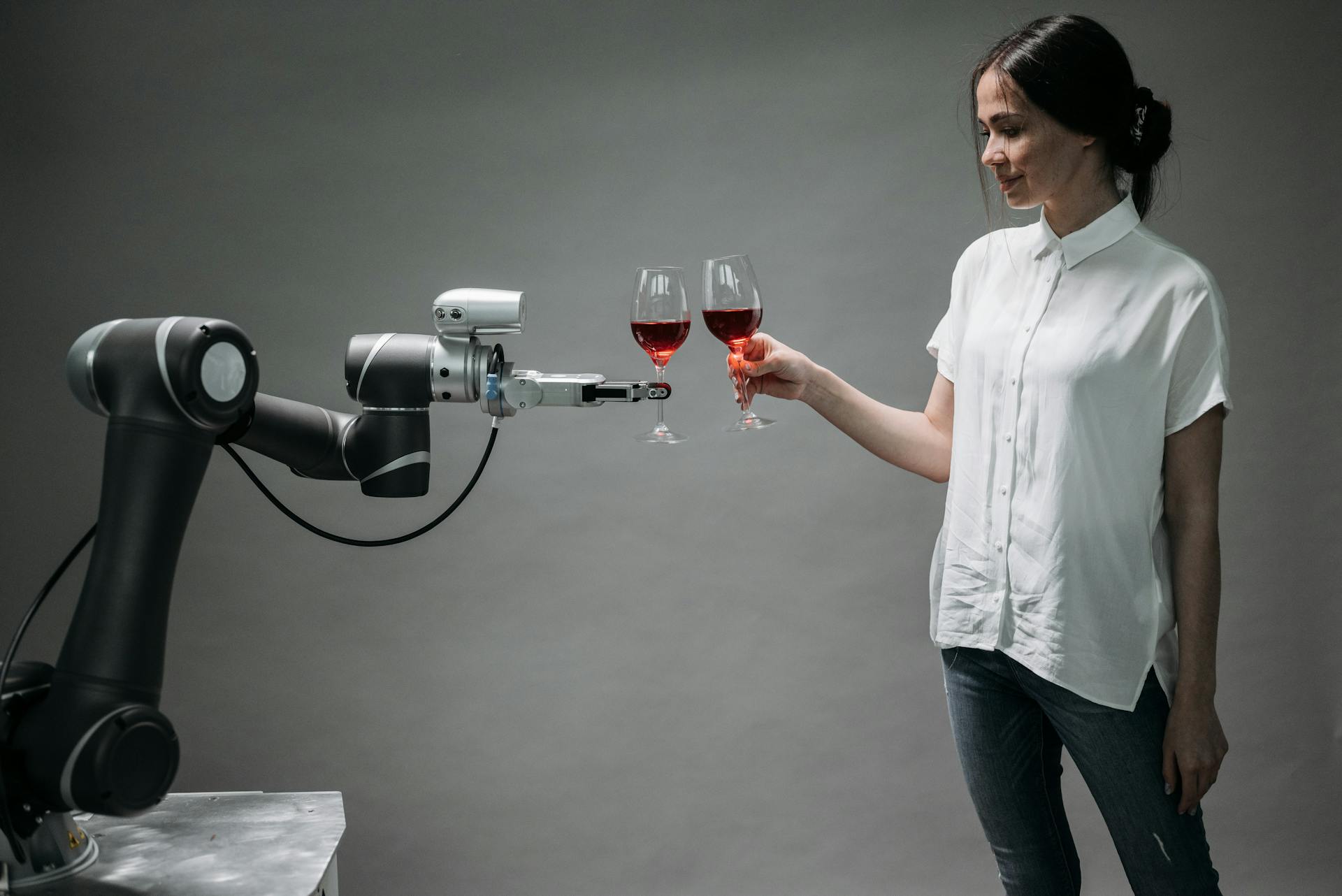 A Robot Holding a Wine