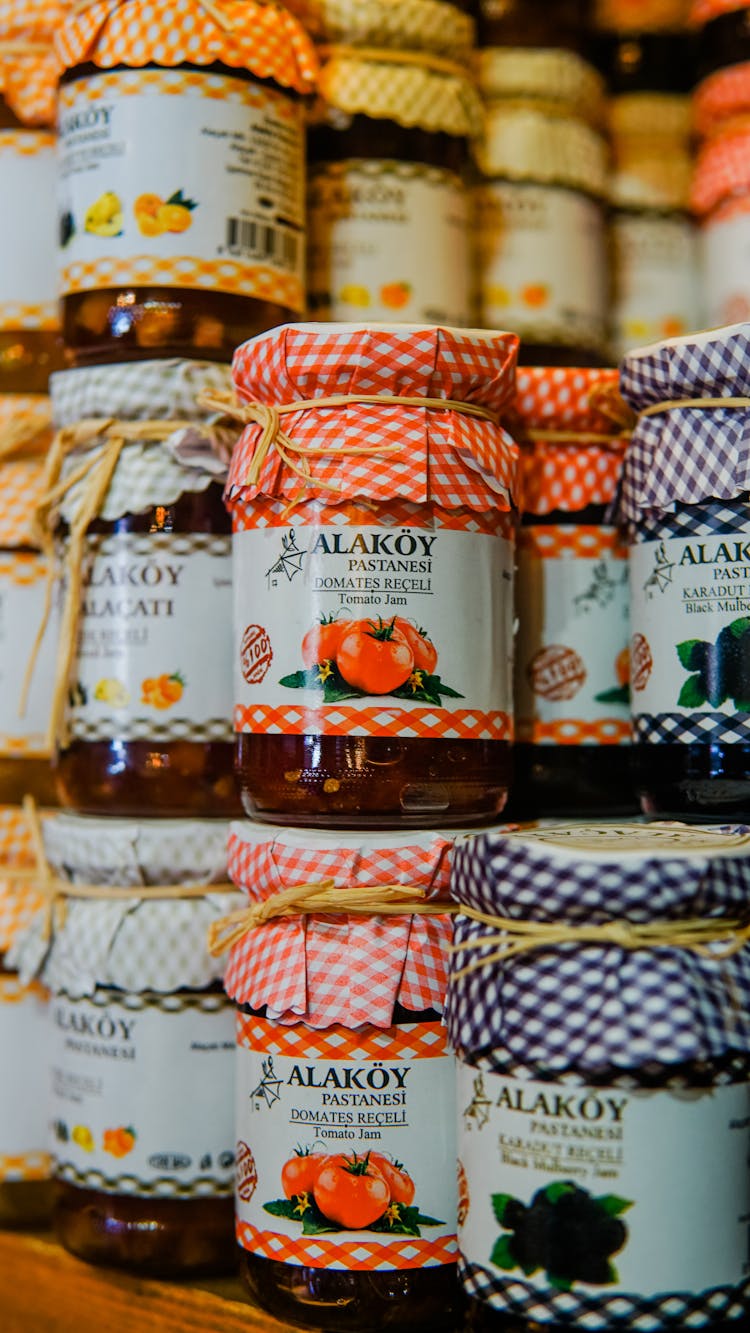 Jars Of Preserves On A Shelf