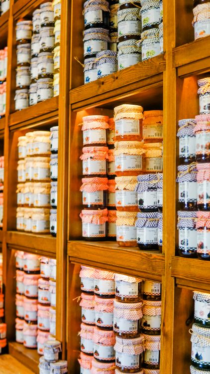 Shelves with Jars of Jam and Marmalade · Free Stock Photo