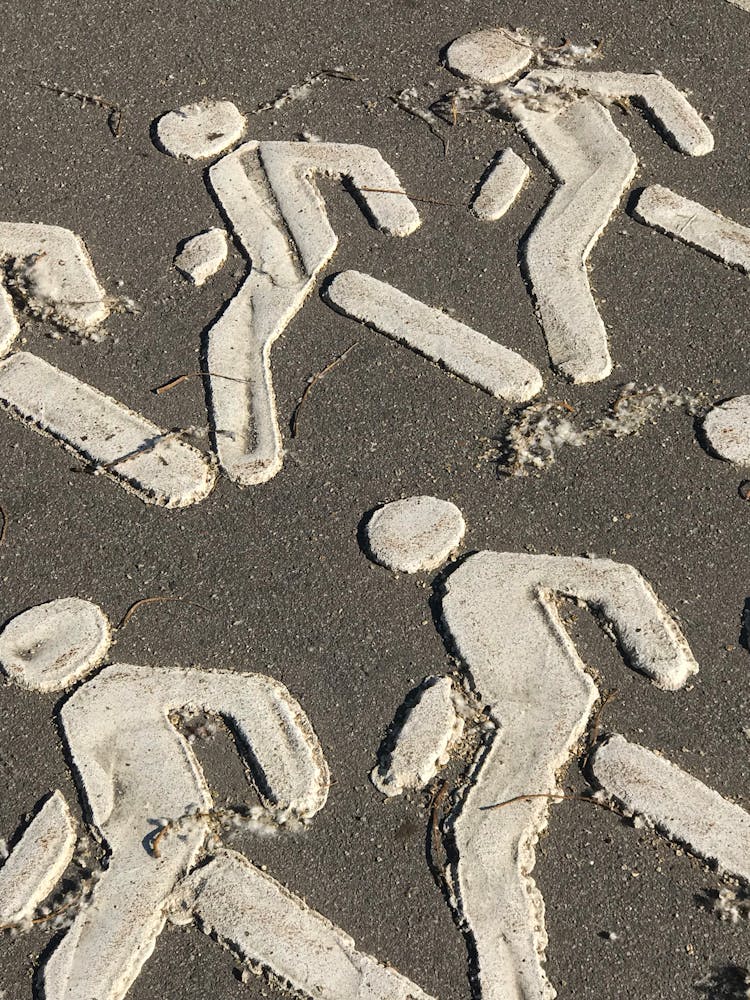 Pedestrian Signs On Asphalt