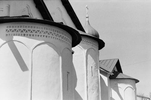 Black and White Photo of a Church