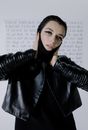Woman in Black Leather Jacket